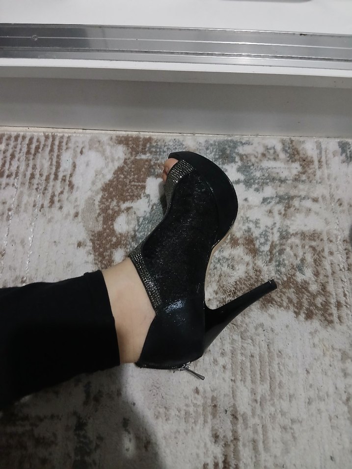 Siyah Platform Topuklu Ayakkabı - Görsel 2