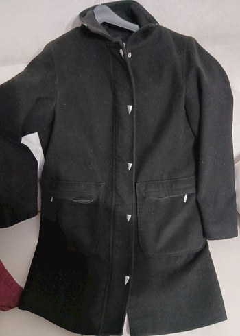 Düğmeli Siyah Kaban - Görsel 6