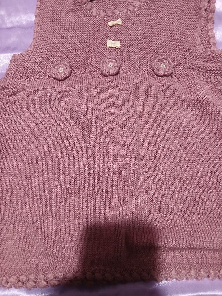 Kız Çocuk Mor Örme Kolsuz Elbise - Görsel 2