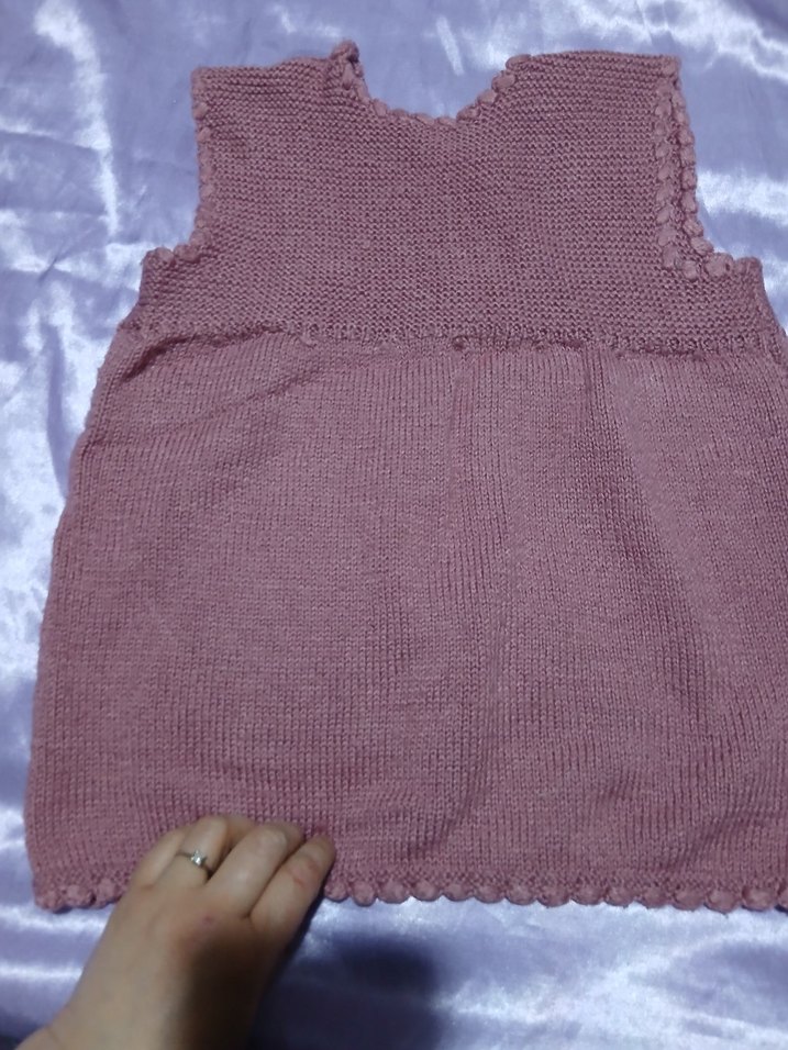 Kız Çocuk Mor Örme Kolsuz Elbise - Görsel 3