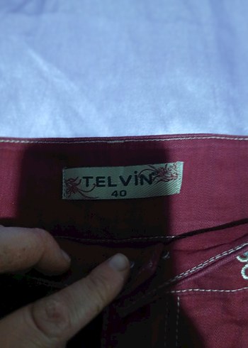 Bordo Nakışlı Bohem Kadın Keten Etek - Görsel 6