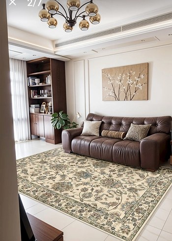 Desenli yeşil krem tonlarında Halı - Görsel 2