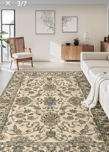 Desenli yeşil krem tonlarında Halı - Görsel 3