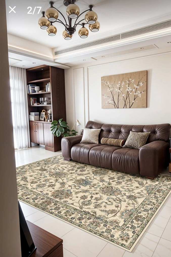 Desenli yeşil krem tonlarında Halı - Görsel 2