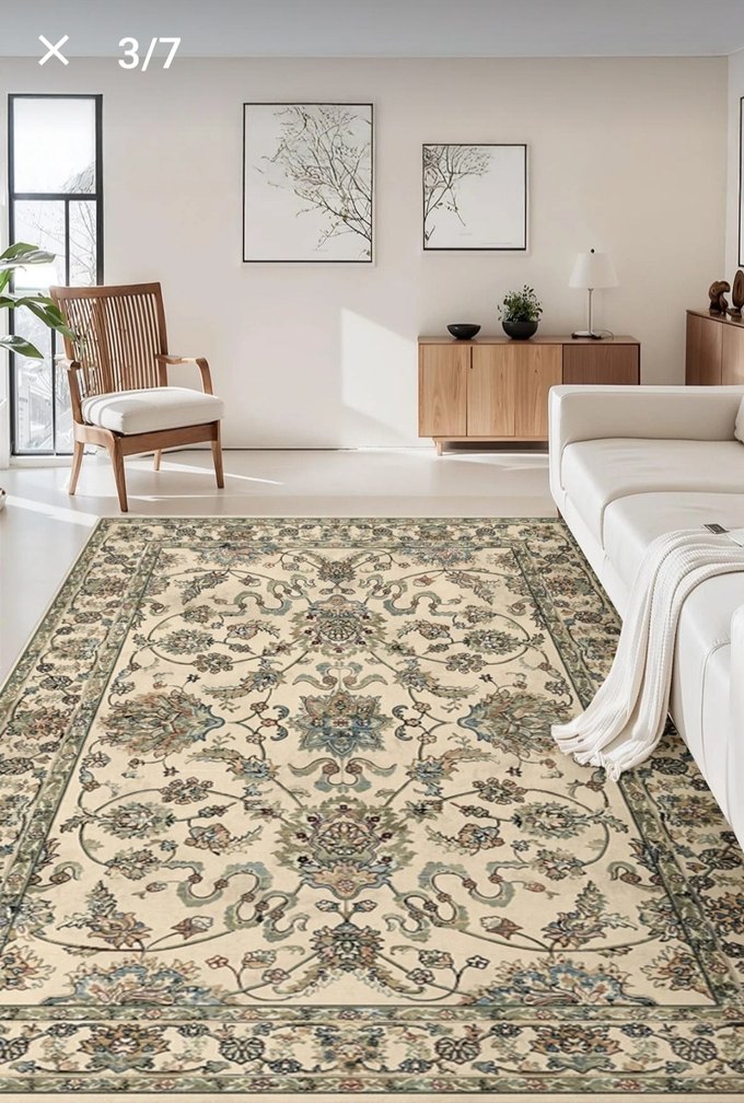 Desenli yeşil krem tonlarında Halı - Görsel 3