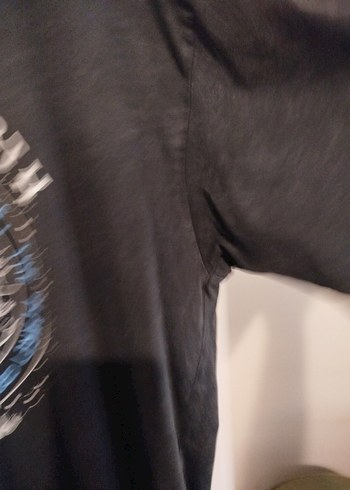 Kadın Siyah Baskılı Kısa Kollu Tişört - Görsel 4