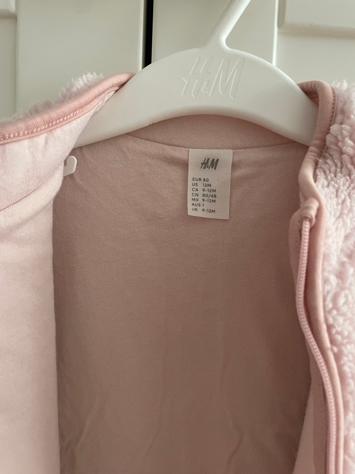 H&M Kız Çocuk Pembe Peluş Fermuarlı Mont - Görsel 3