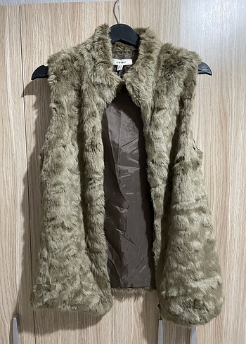 Kürklü Kahverengi Kadın Yelek - Görsel 2