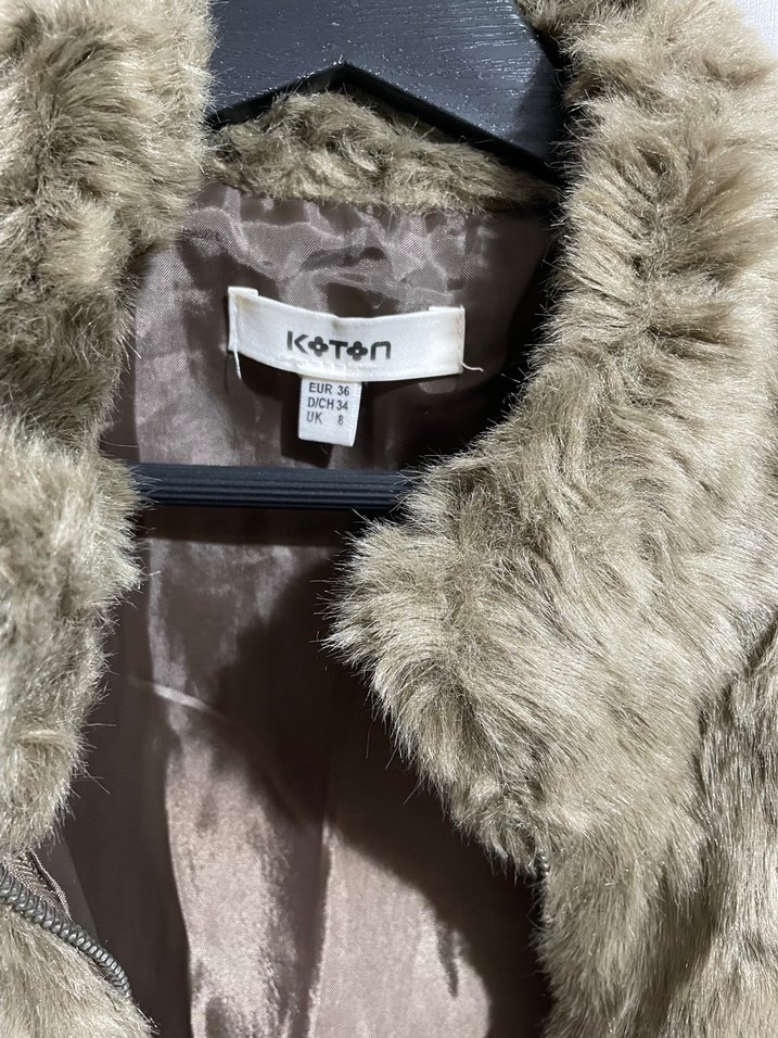 Kürklü Kahverengi Kadın Yelek - Görsel 4