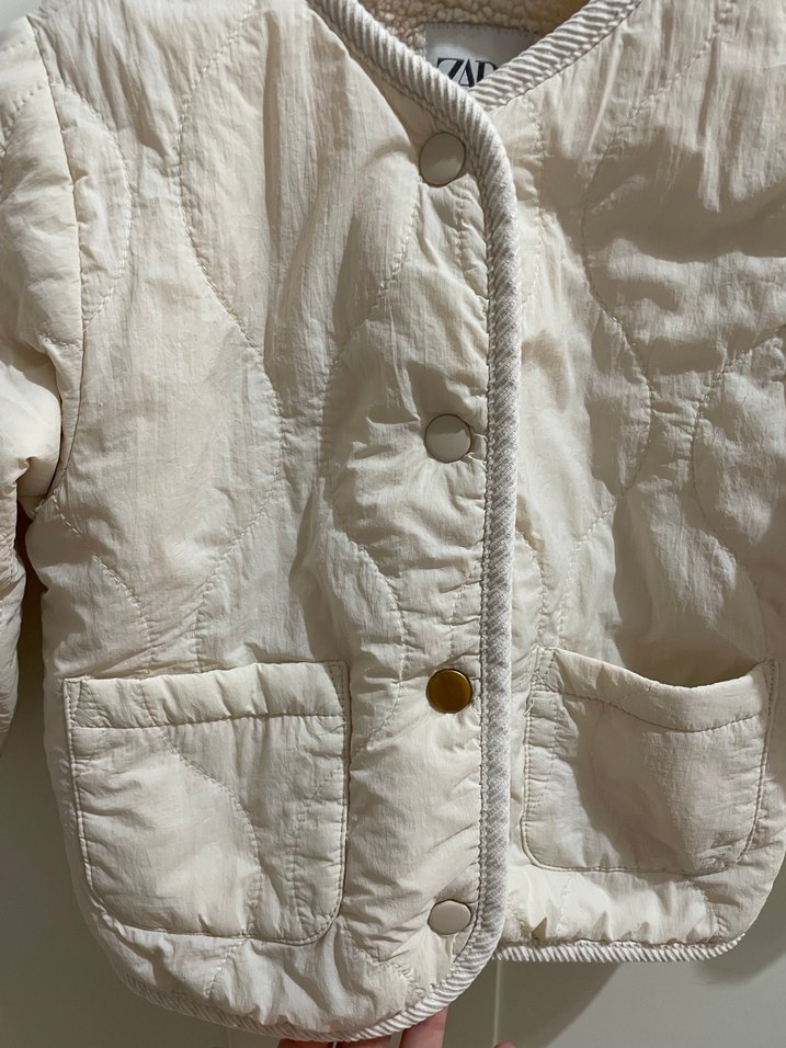 Zara Beyaz Kız Çocuk Düğmeli Ceket - Görsel 4