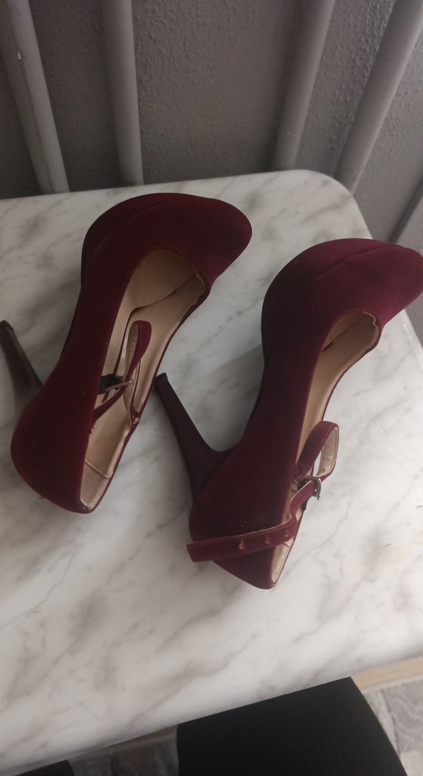 Bordo Süet platformlu ayakkabı 1-2 defa giyildi sorunsuz - Görsel 5
