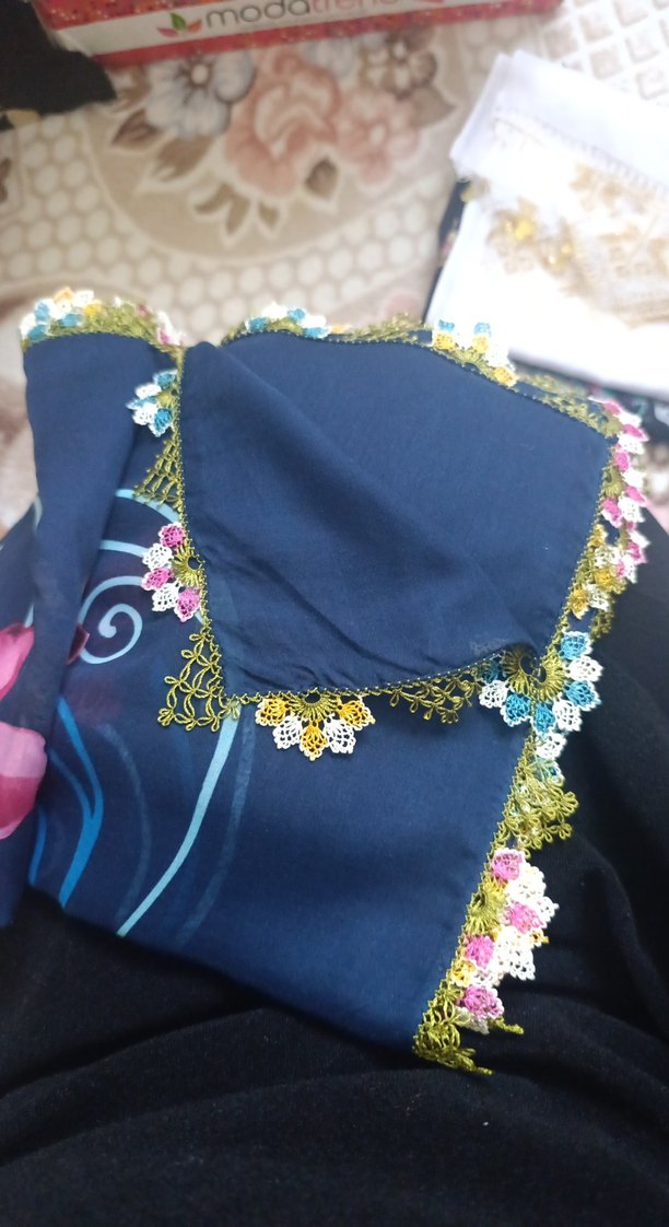 Çok Renkli Dantel Detaylı Bohem Kadın el emeği yazma - Görsel 4