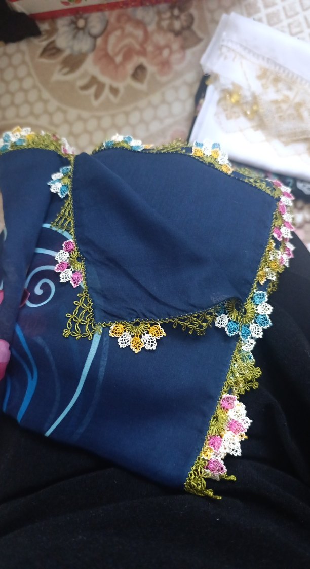 Çok Renkli Dantel Detaylı Bohem Kadın el emeği yazma - Görsel 3