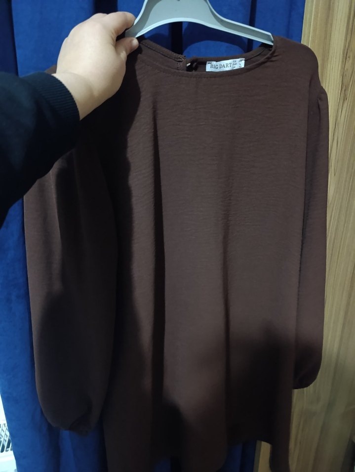 Kadın Kahverengi Uzun Kollu Salaş Tunik - Görsel 2