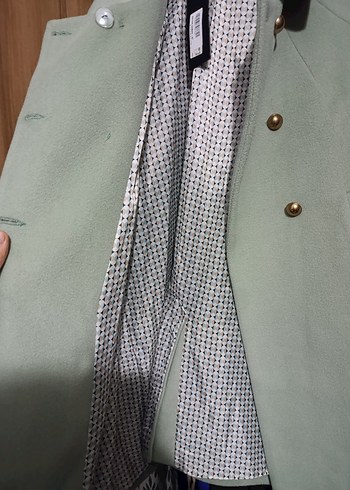 AEVA Açık Yeşil Düğmeli Kaban - Görsel 5