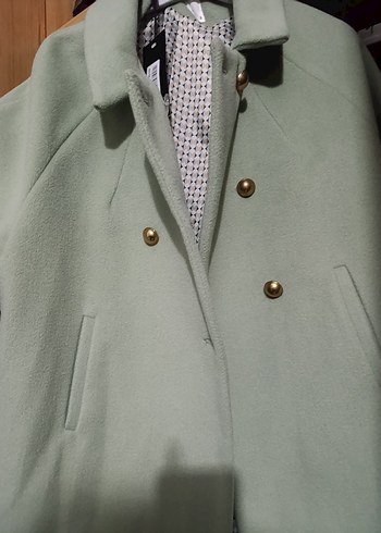 AEVA Açık Yeşil Düğmeli Kaban - Görsel 4