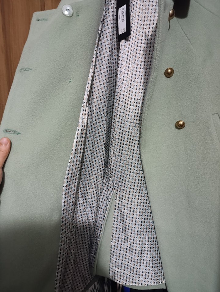 AEVA Açık Yeşil Düğmeli Kaban - Görsel 5