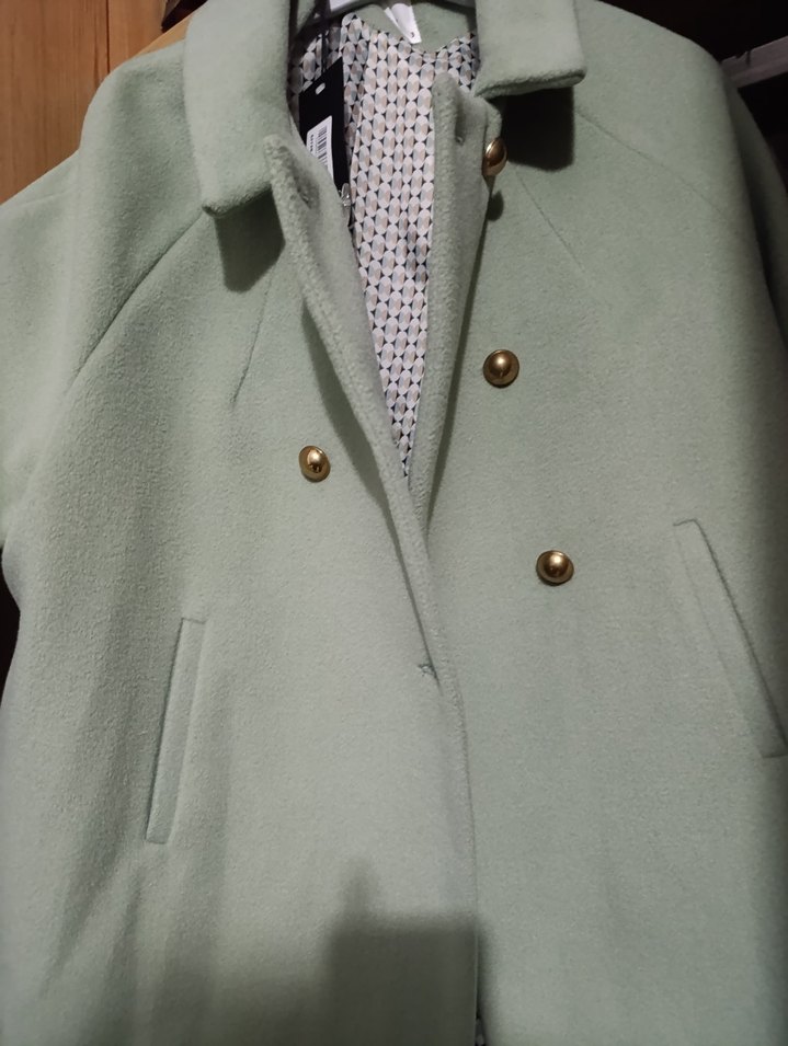 AEVA Açık Yeşil Düğmeli Kaban - Görsel 4