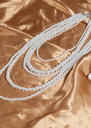 Beyaz inci Midi Kadın Kolye - Görsel 2