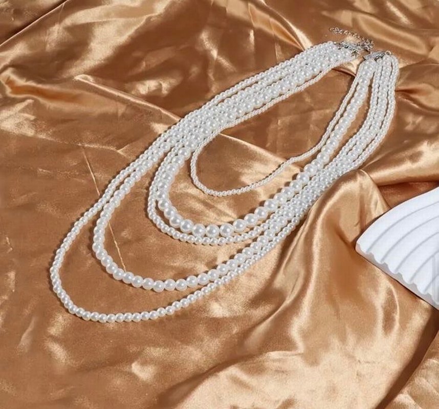 Beyaz inci Midi Kadın Kolye - Görsel 2