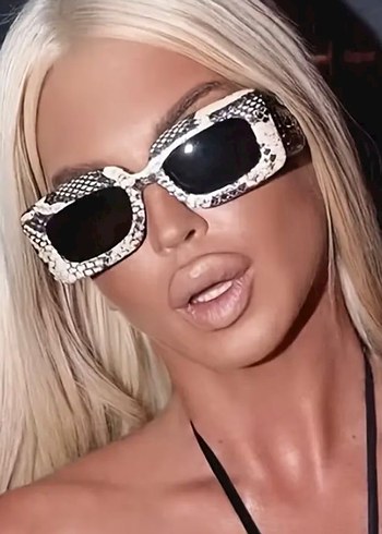 Kahverengi Parlak Kürk Detaylı Kadın Gözlüğü - Görsel 2