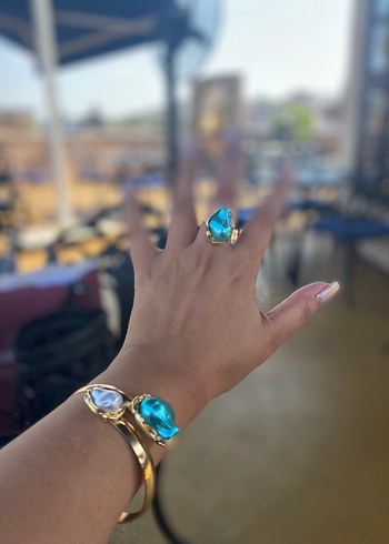 Turkuaz Taşlı Bohem Bilezik - Görsel 3