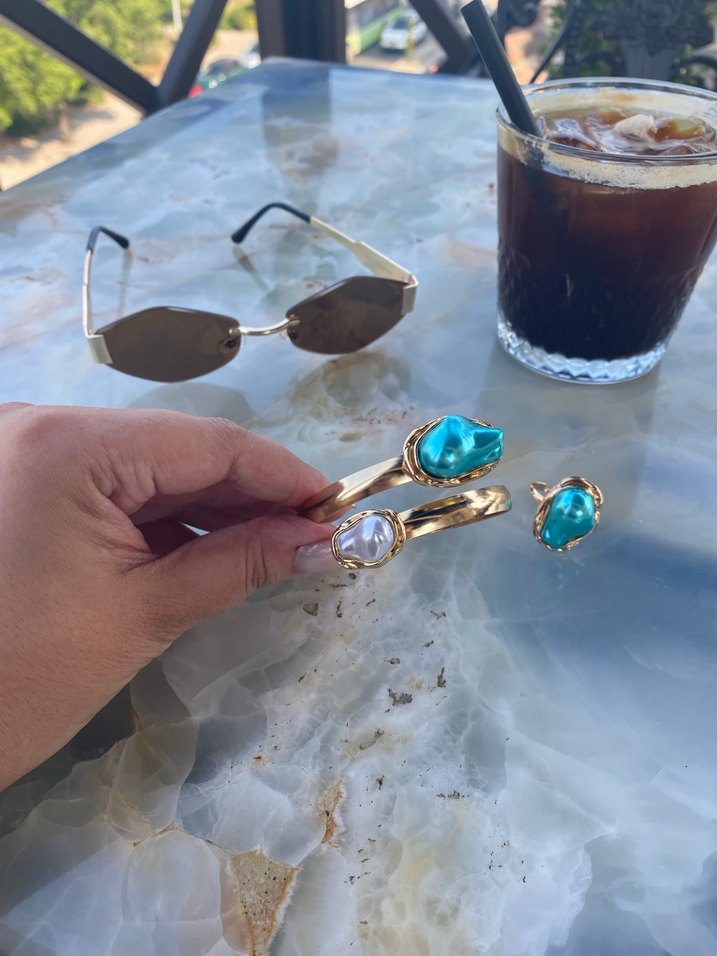 Turkuaz Taşlı Bohem Bilezik - Görsel 5