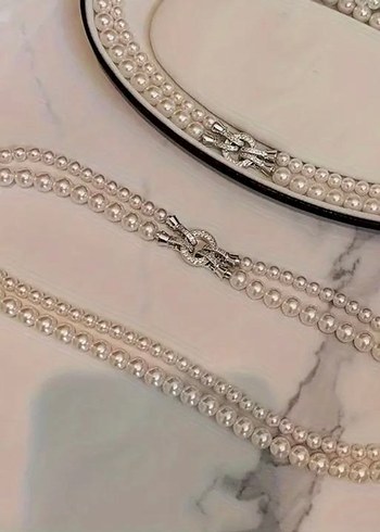 İnci Boncuklu Midi Boy Kadın Kolye - Görsel 2