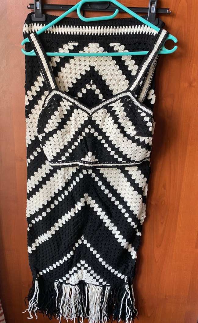 Siyah beyaz el işi ikili takım - Görsel 3