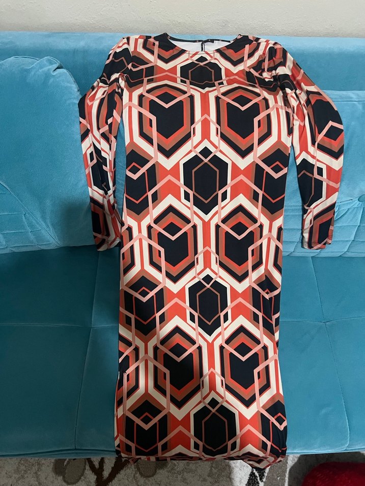 Zincir Detaylı Uzun Kollu Kadın Uzun Elbise - Görsel 2