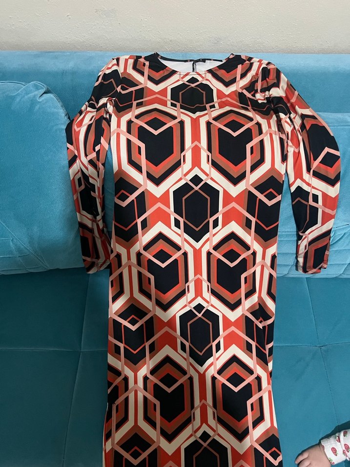 Zincir Detaylı Uzun Kollu Kadın Uzun Elbise - Görsel 3