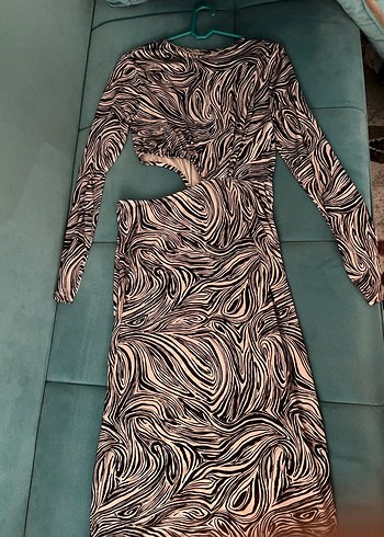 Zebra Desenli Uzun Kollu Kadın Elbise - Görsel 2