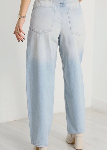 Kadın Mavi Batik Desenli Bol Kesim Denim Pantolon - Görsel 6