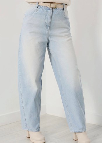 Kadın Mavi Batik Desenli Bol Kesim Denim Pantolon - Görsel 3