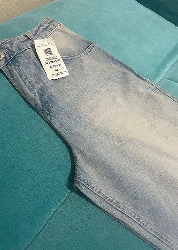 Kadın Mavi Batik Desenli Bol Kesim Denim Pantolon - Görsel 8