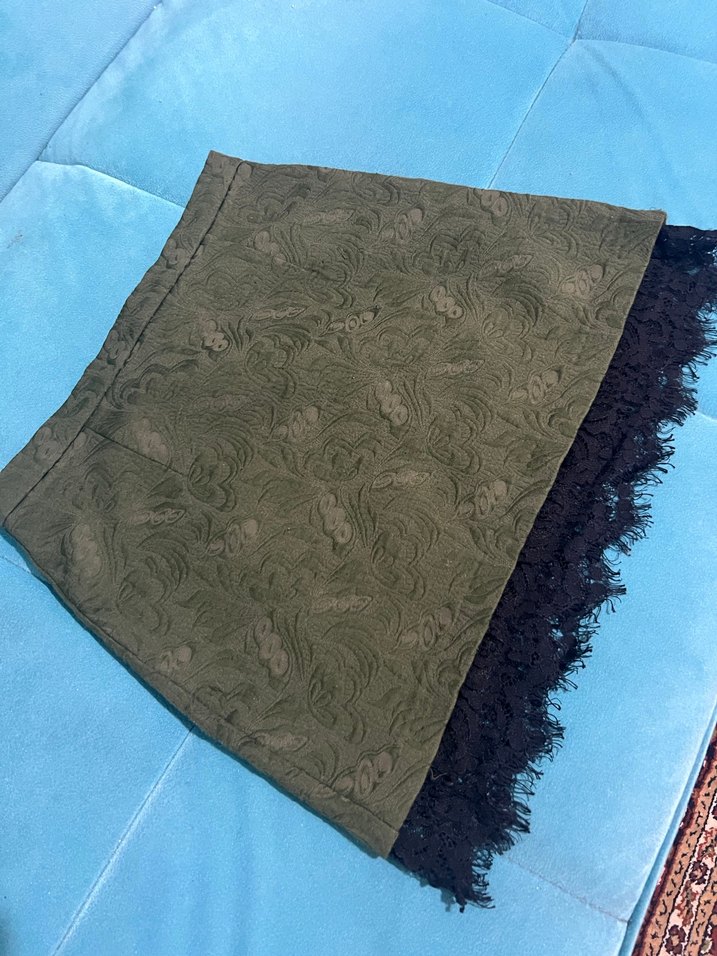 Dantelli Gri Mini Etek - Görsel 2