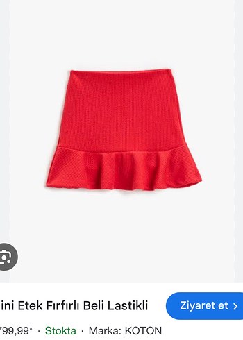 Kırmızı fırfırlı mini etek