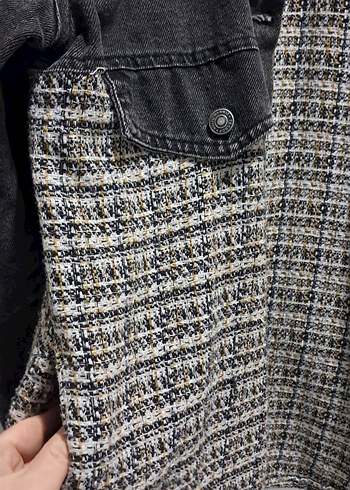 Gri Düğmeli Kadın Denim Ceket - Görsel 3