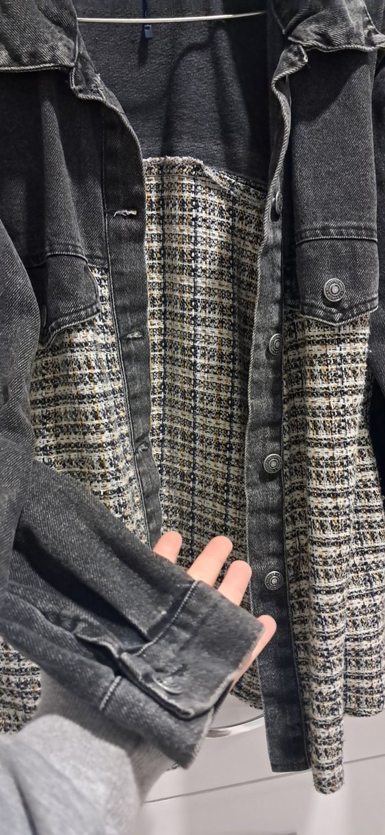 Gri Düğmeli Kadın Denim Ceket - Görsel 4