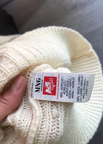 V Yaka krem Örgü yün Kadın Kazak - Görsel 4