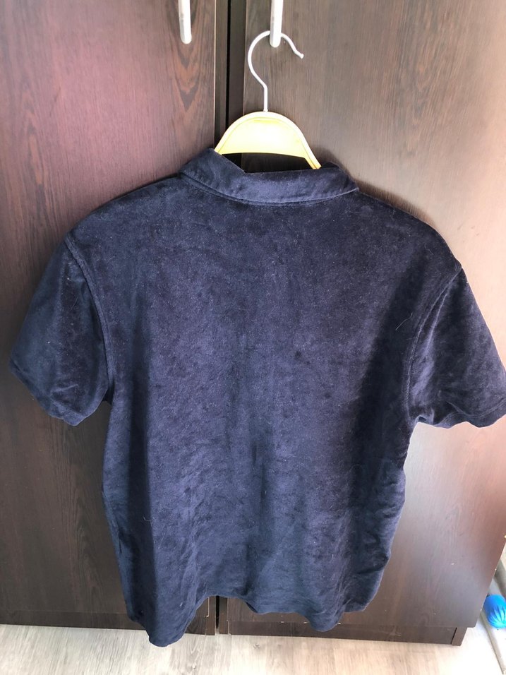 Erkek Lacivert kadife Polo Tişört - Görsel 4