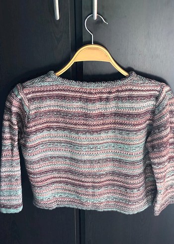 Bohem Çok Renkli Örgü crop Kadın Hırka - Görsel 3