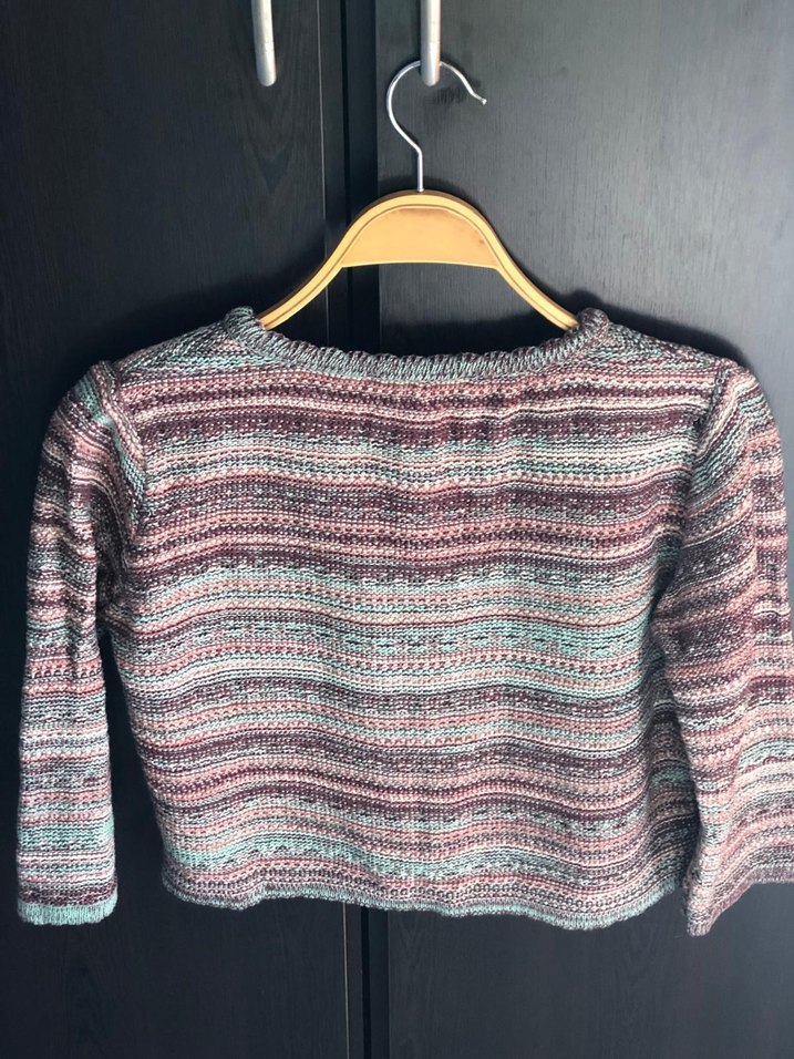 Bohem Çok Renkli Örgü crop Kadın Hırka - Görsel 3