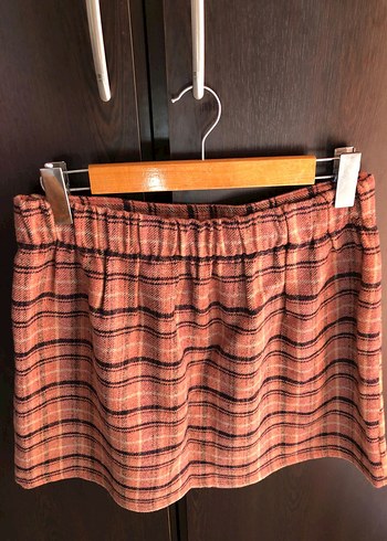 Kadın Kahverengi Ekose Mini Etek - Görsel 2