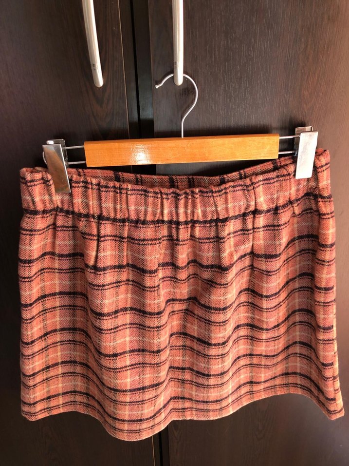 Kadın Kahverengi Ekose Mini Etek - Görsel 2