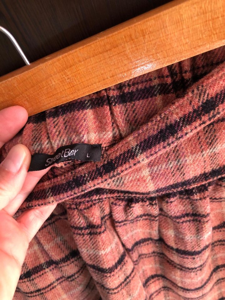 Kadın Kahverengi Ekose Mini Etek - Görsel 3