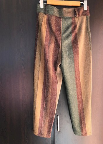 Kadın Çok Renkli Pilili Kumaş Pantolon - Görsel 3