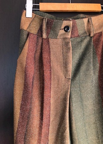 Kadın Çok Renkli Pilili Kumaş Pantolon - Görsel 2