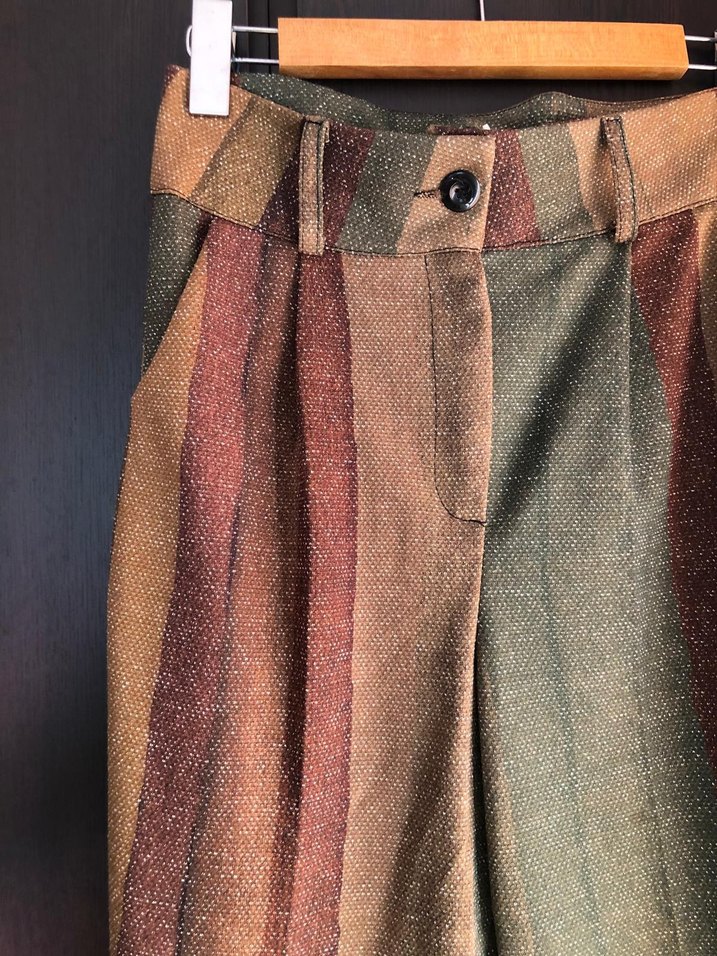 Kadın Çok Renkli Pilili Kumaş Pantolon - Görsel 2