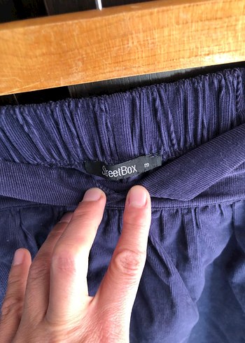 Lacivert Midi Keten Pilili Kadın Etek - Görsel 4